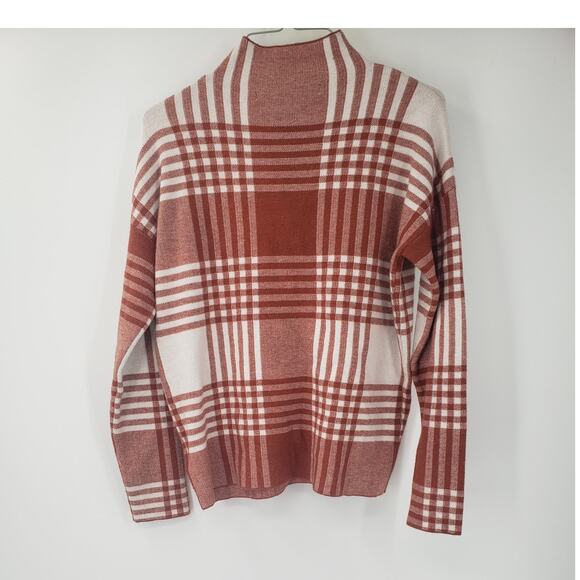MAX STUDIO Plaid Mock Neck Sweater Womens Size Medium M - Picture 2 of 4